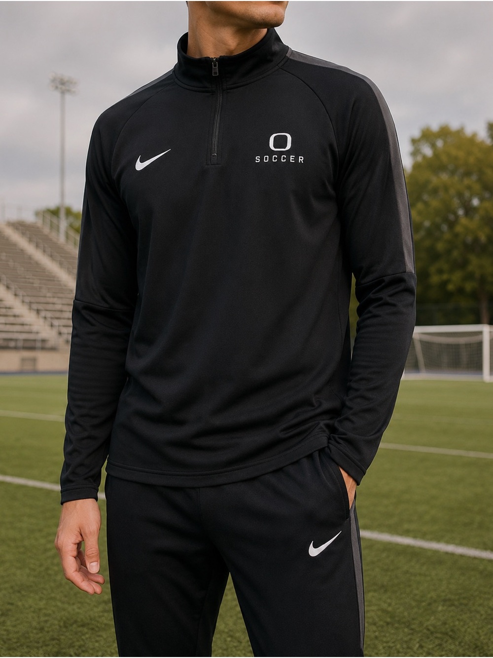 Nike Oregon Soccer Academy 18 Drill Top Men's M 1/4 Zip Black Dri-Fit